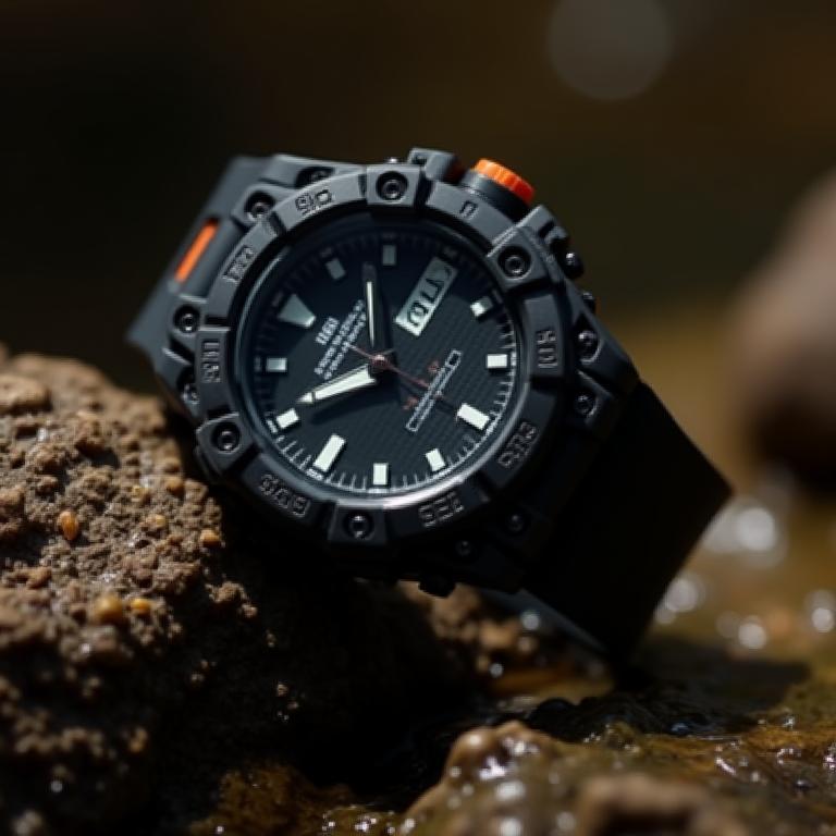 A rugged, sporty watch with a durable black silicon strap and a clear, easy-to-read dial, suitable for outdoor adventures.
